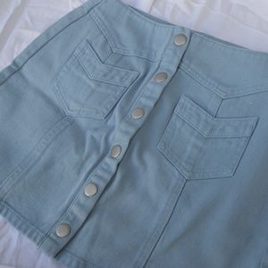 Kendall & Kylie Light Blue Button Up Mini Skirt
